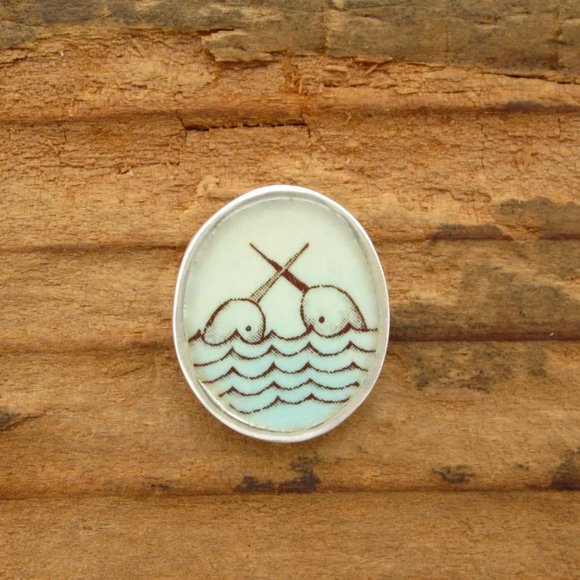 Narwhal Necklace - Sterling Silver and Vitreous Enamel Narwhal Pendant - Picture 3 of 3